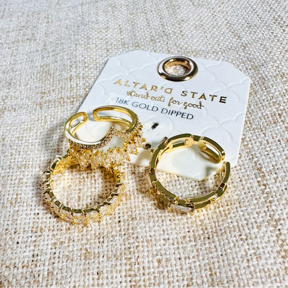 Altar'd State 18k Gold and rhinestone Ring Collection